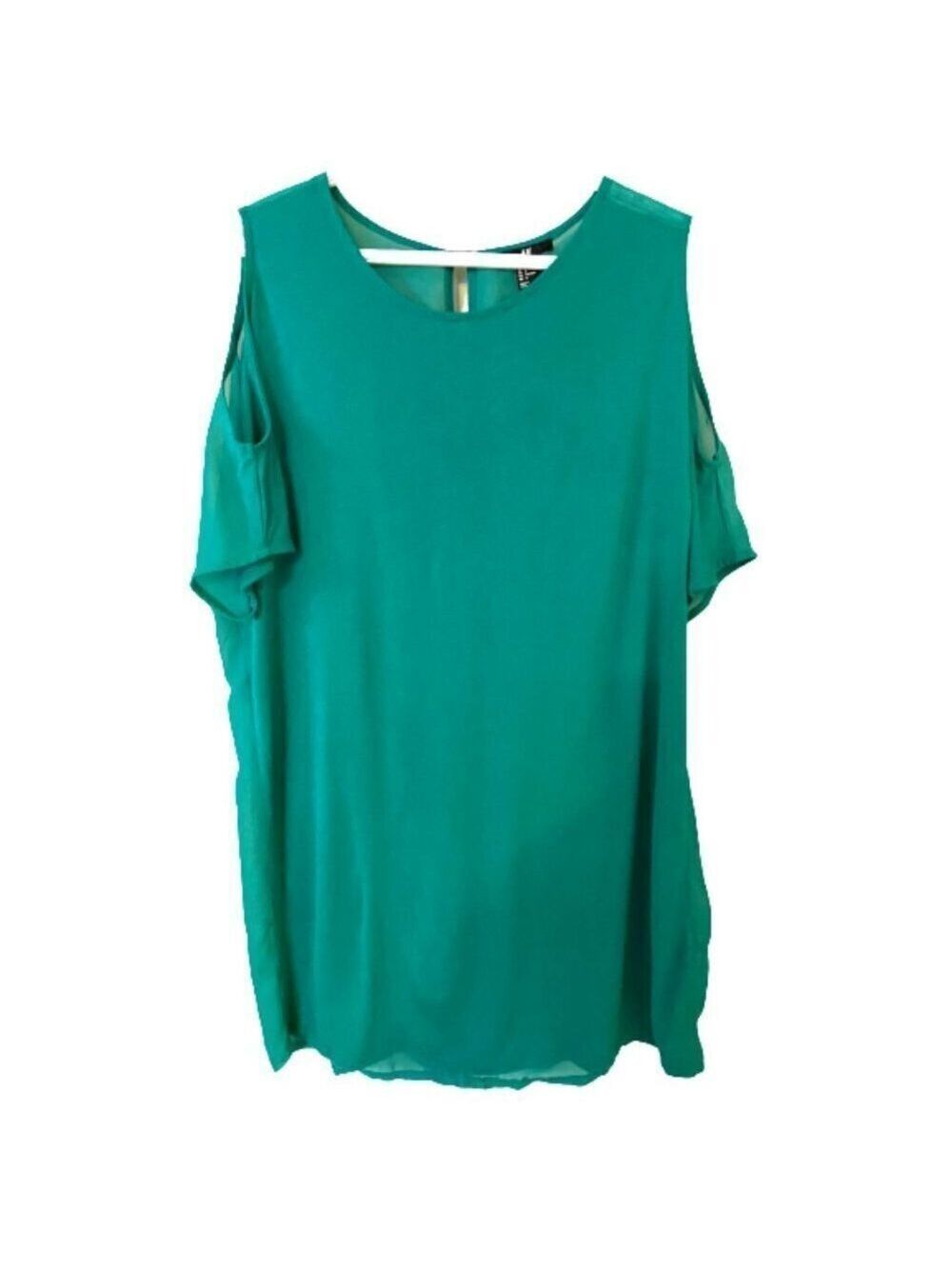 H&M Women's Cold Shoulder Green Tunic Top Size L